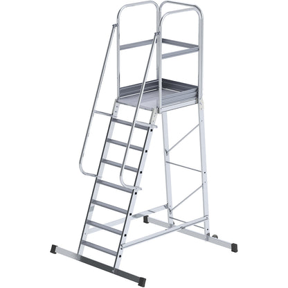 Aluminium mobile safety steps, single sided, mobile, 8 steps.