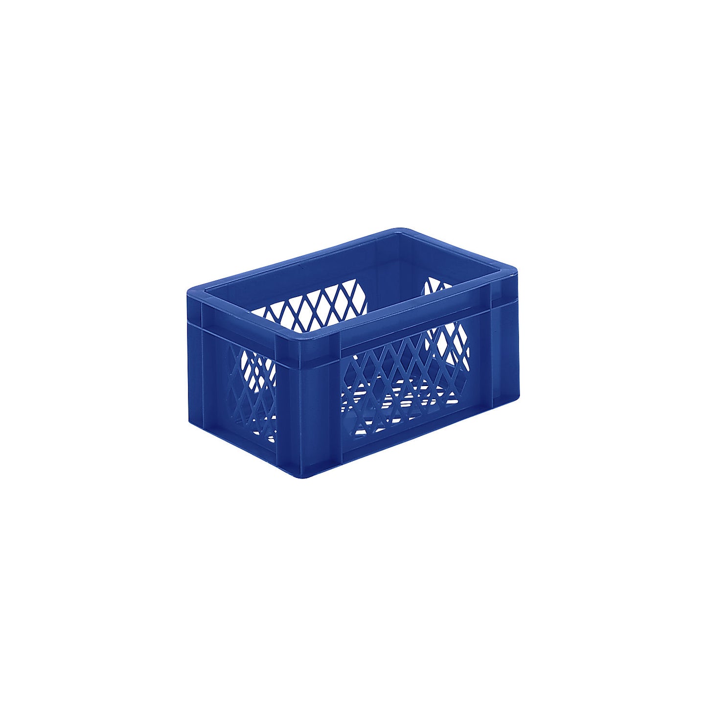 Euro stacking container, perforated walls and base, LxWxH 300 x 200 x 145 mm, blue, pack of 5.