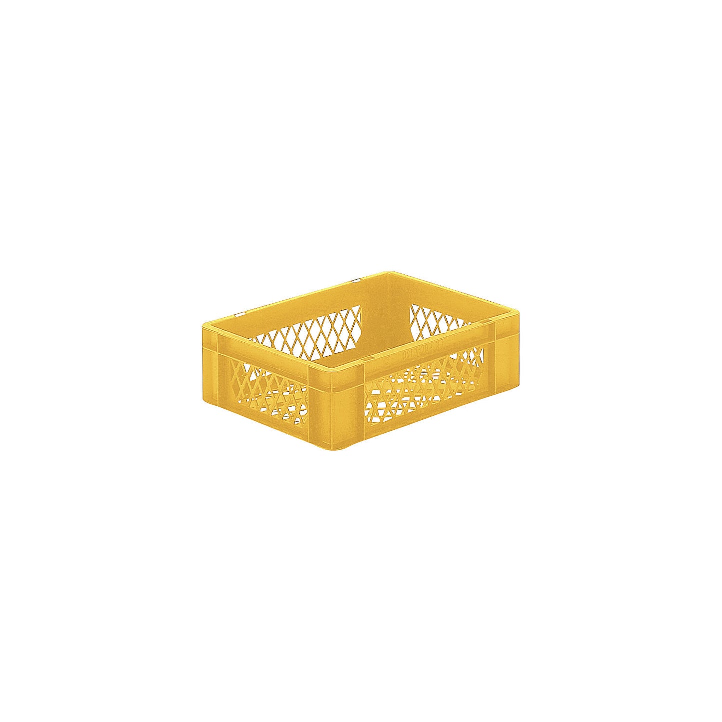 Euro stacking container, perforated walls and base, LxWxH 400 x 300 x 120 mm, yellow, pack of 5.