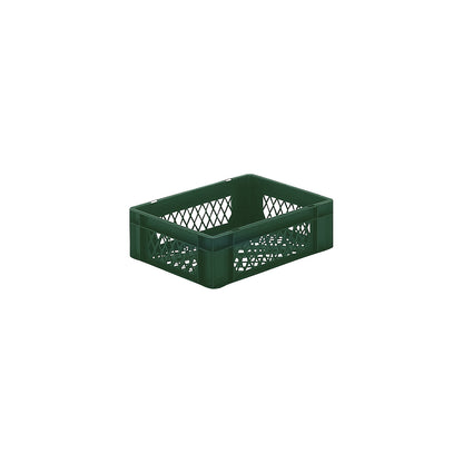 Euro stacking container, perforated walls and base, LxWxH 400 x 300 x 120 mm, green, pack of 5.