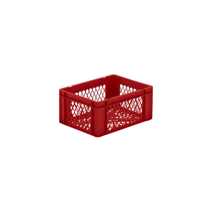 Euro stacking container, perforated walls and base, LxWxH 400 x 300 x 175 mm, red, pack of 5.