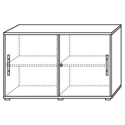 Sliding door cupboard, each with 1 shelf and 1 partition, HxWxD 748 x 1200 x 400 mm, light grey / aluminium silver.