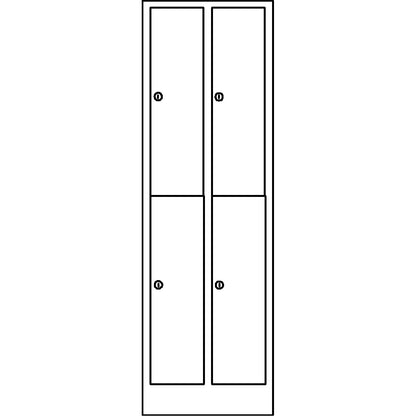 Komfort double deck locker, 2 compartments, light grey, width 800 mm.