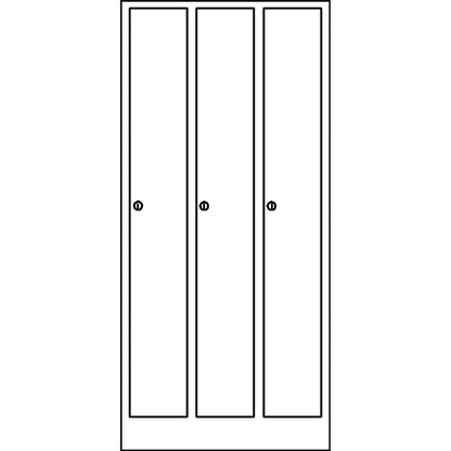 Komfort locker, 3 compartments, light grey / gentian blue, width 1200 mm.