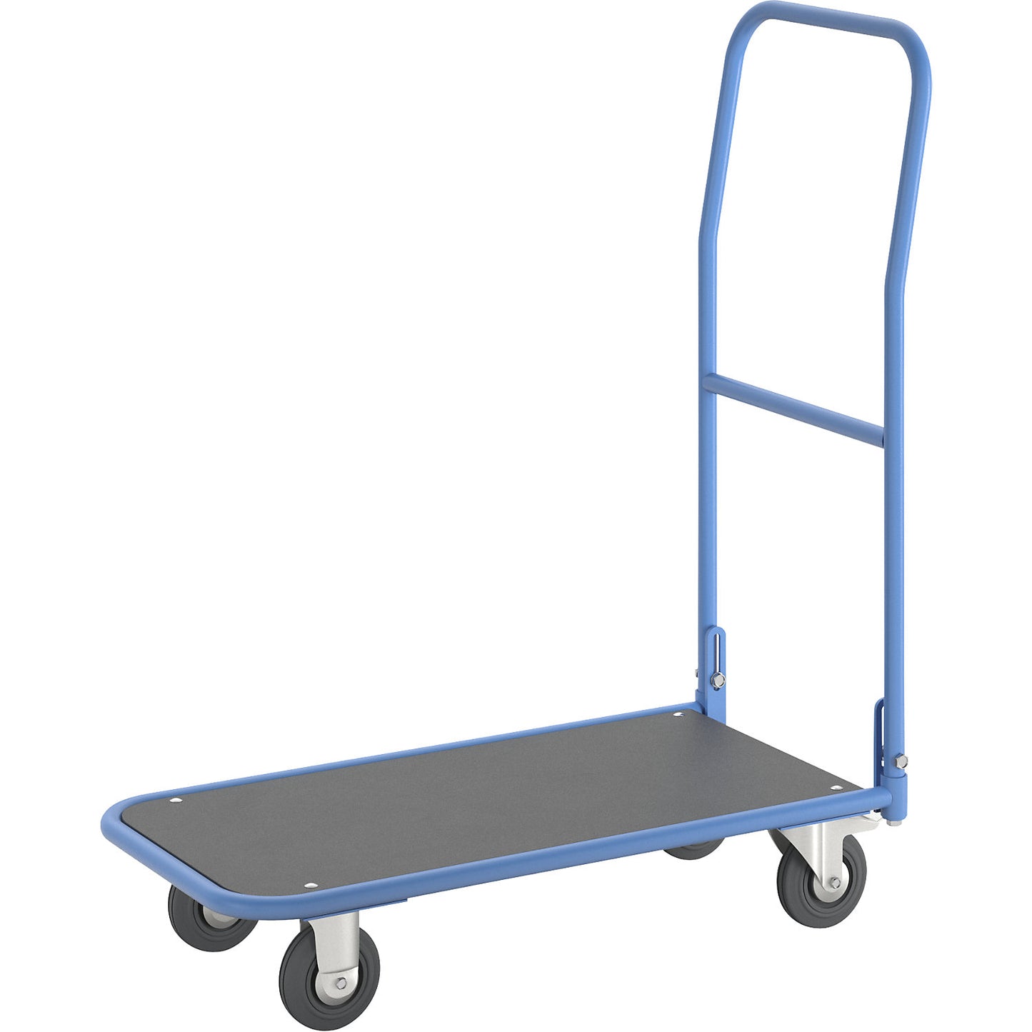 Platform truck, shelf with MDF panel, with folding push handle.