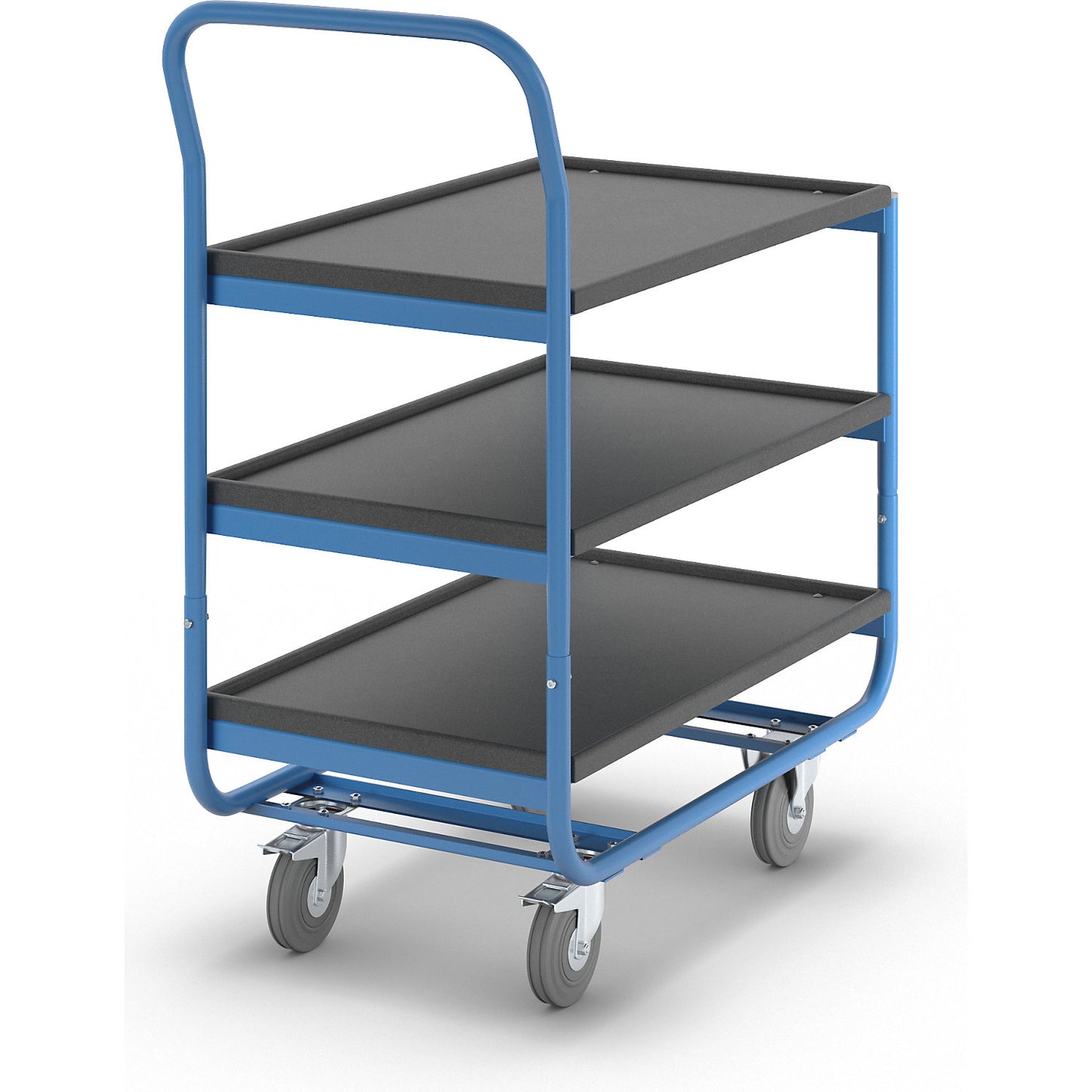 Table trolley, max. load 150 kg, shelves with raised edges, 3 shelves.