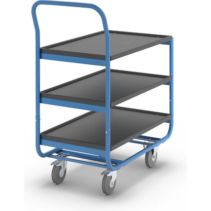 Table trolley, max. load 150 kg, shelves with raised edges, 3 shelves.