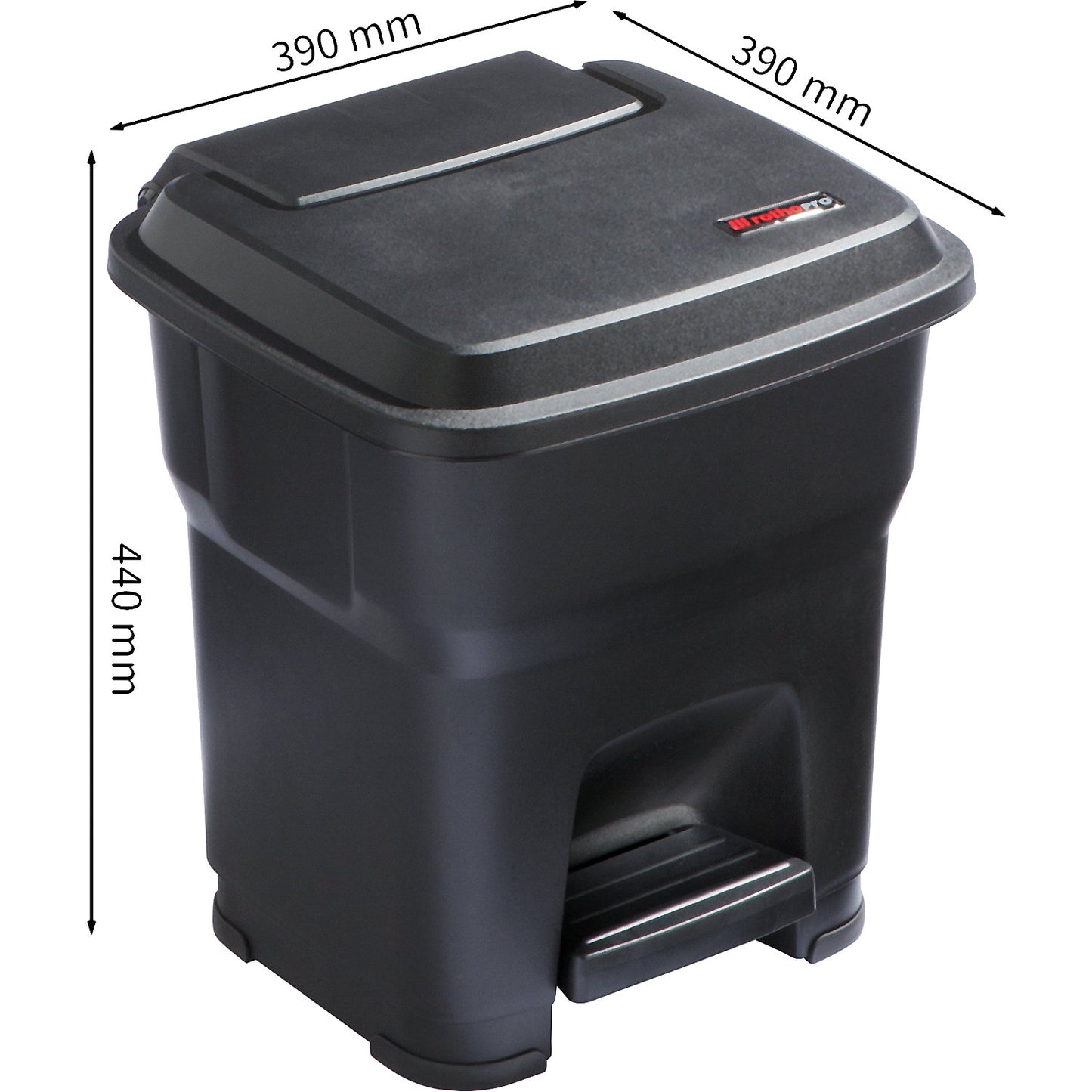 HERA pedal bin, capacity 35 l, WxHxD 390 x 440 x 390 mm, black.