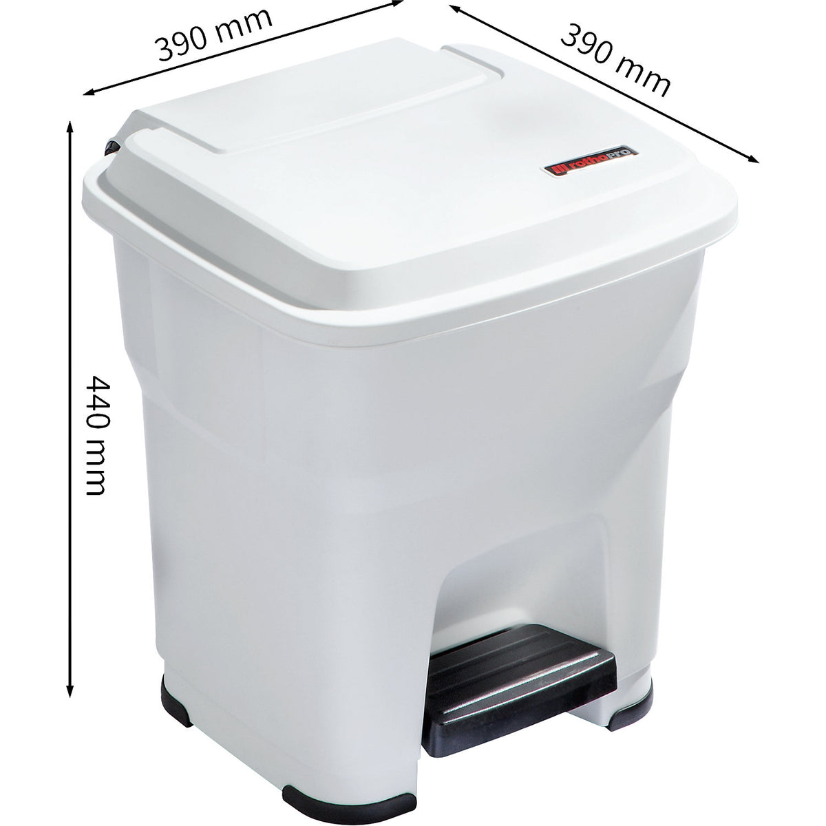 HERA pedal bin, capacity 35 l, WxHxD 390 x 440 x 390 mm, white.