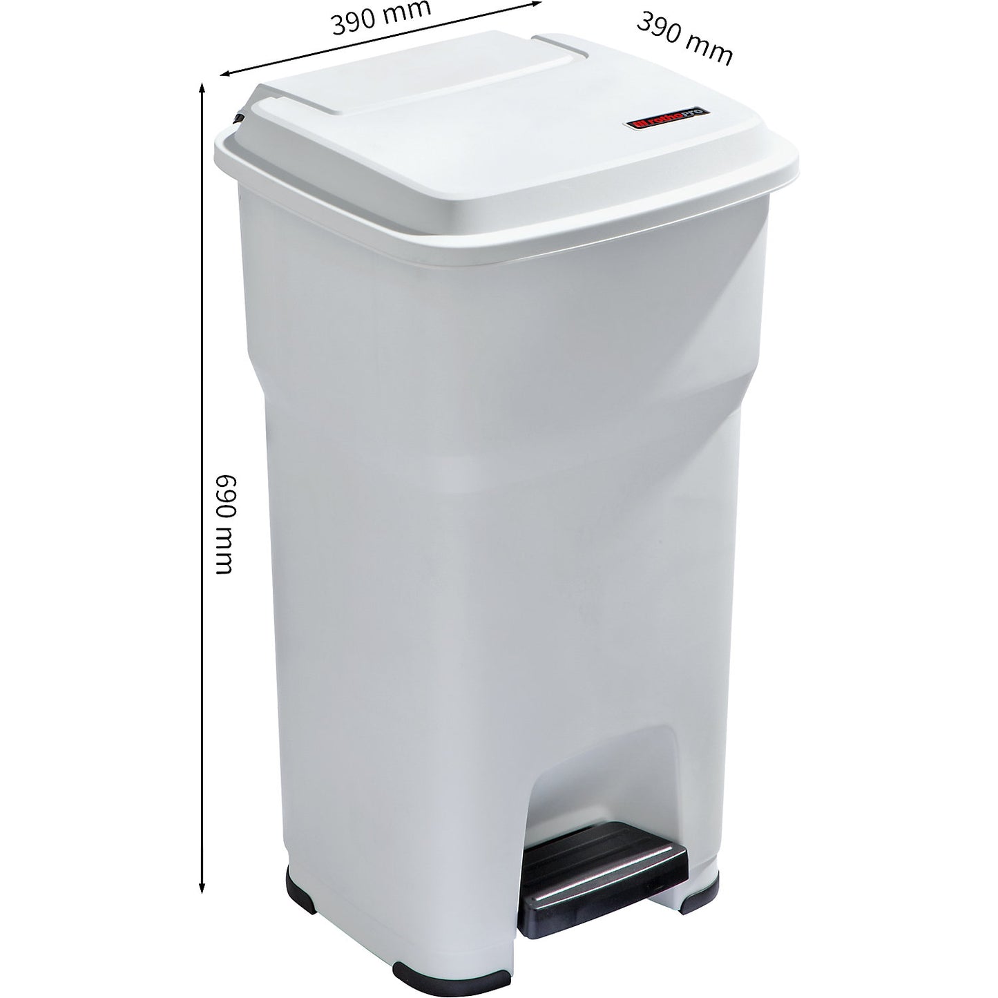 HERA pedal bin, capacity 60 l, WxHxD 390 x 690 x 390 mm, white.
