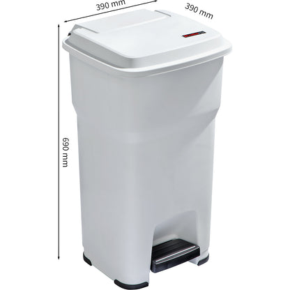 HERA pedal bin, capacity 60 l, WxHxD 390 x 690 x 390 mm, white.