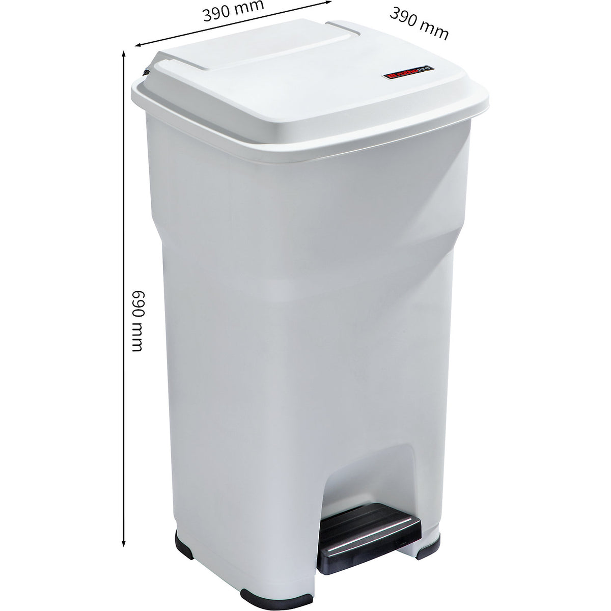HERA pedal bin, capacity 60 l, WxHxD 390 x 690 x 390 mm, white.