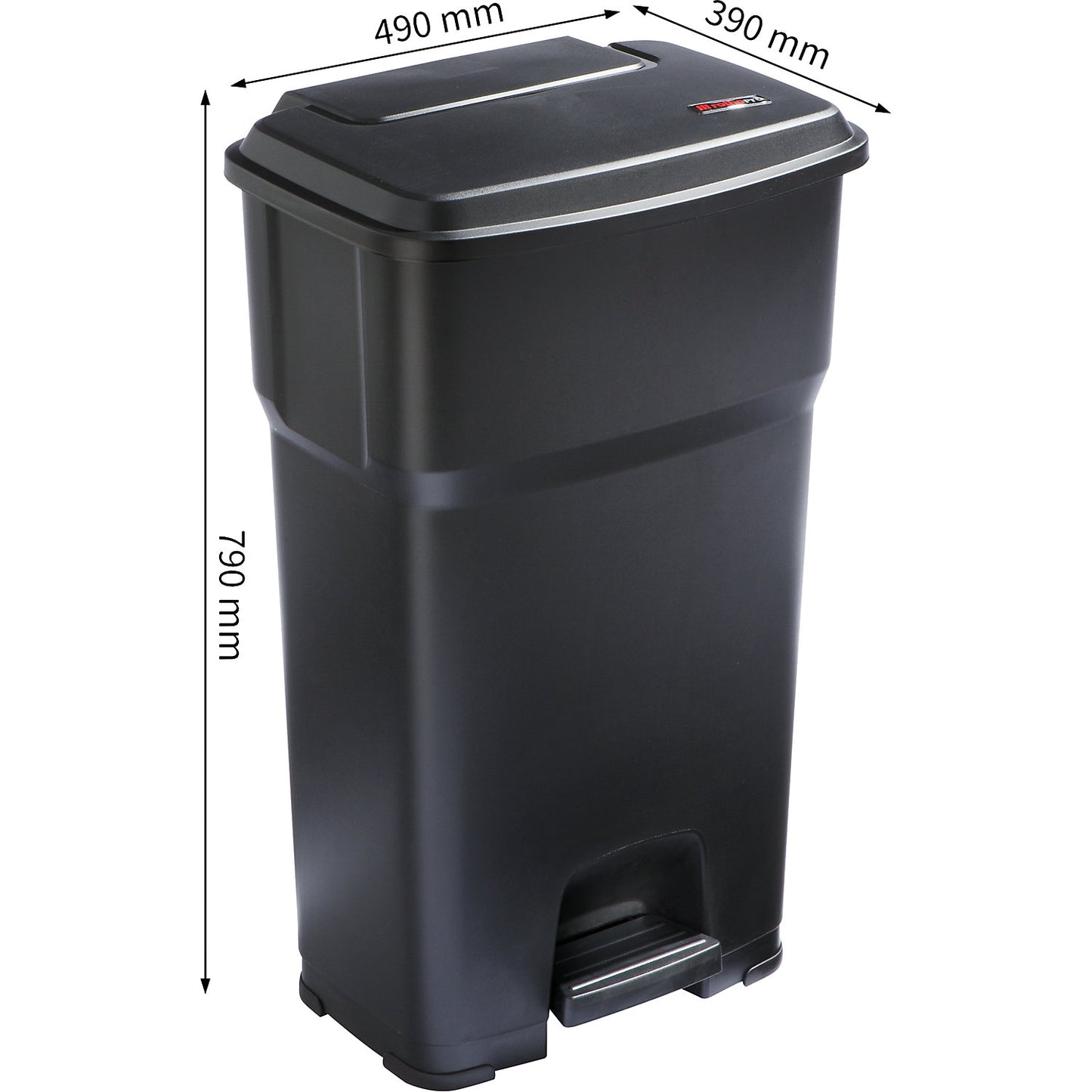 HERA pedal bin, capacity 85 l, WxHxD 490 x 790 x 390 mm, black.