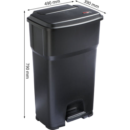 HERA pedal bin, capacity 85 l, WxHxD 490 x 790 x 390 mm, black.