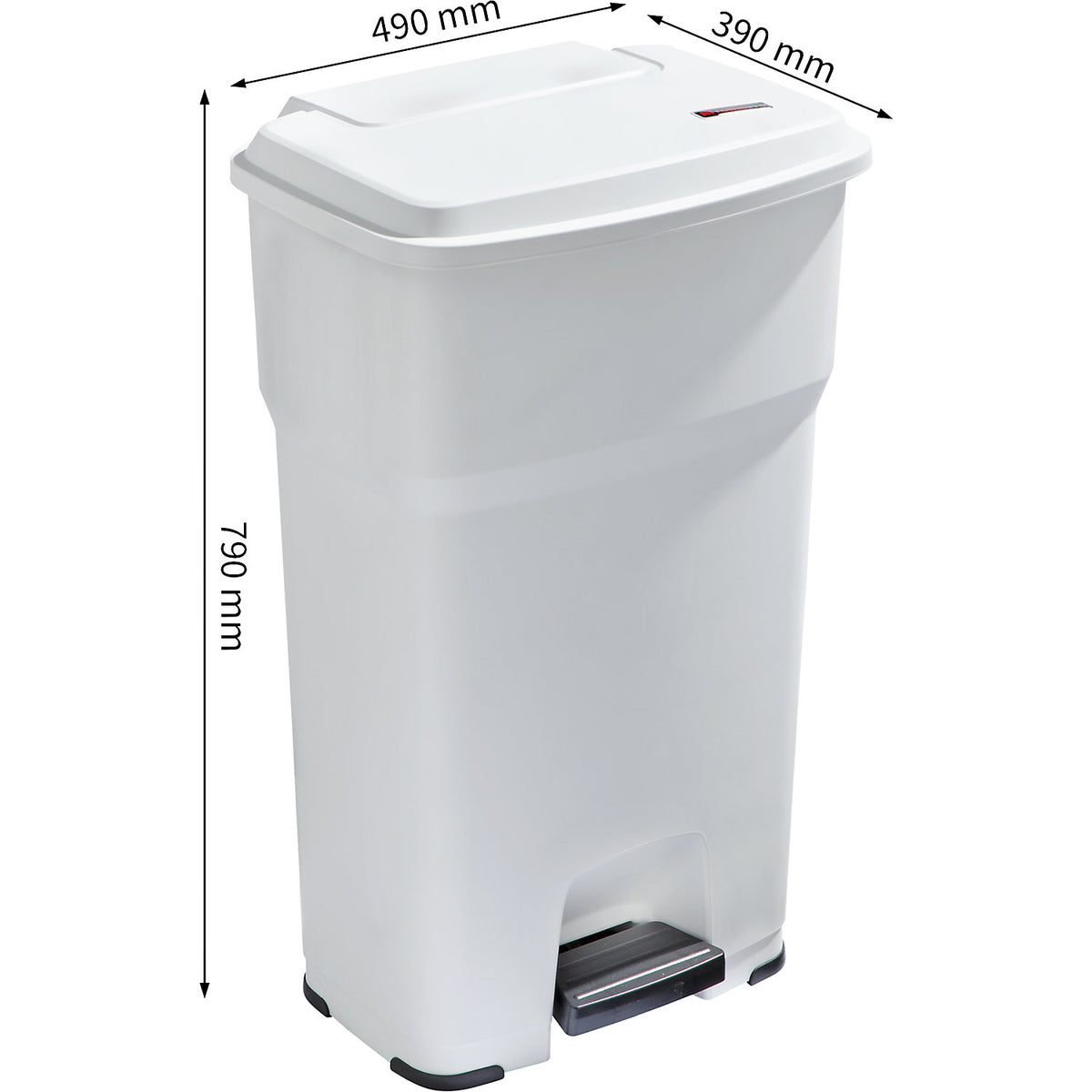HERA pedal bin, capacity 85 l, WxHxD 490 x 790 x 390 mm, white.