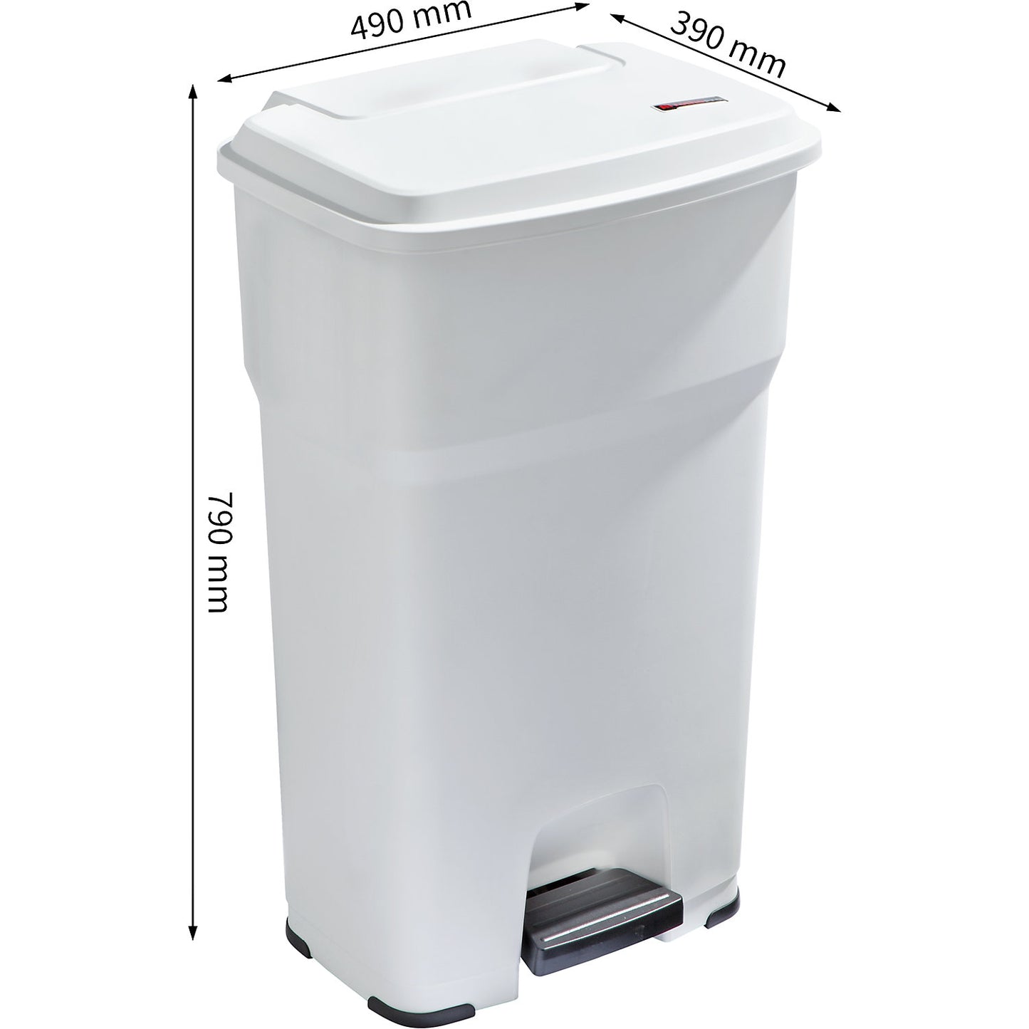HERA pedal bin, capacity 85 l, WxHxD 490 x 790 x 390 mm, white.