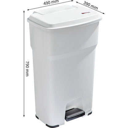 HERA pedal bin, capacity 85 l, WxHxD 490 x 790 x 390 mm, white.