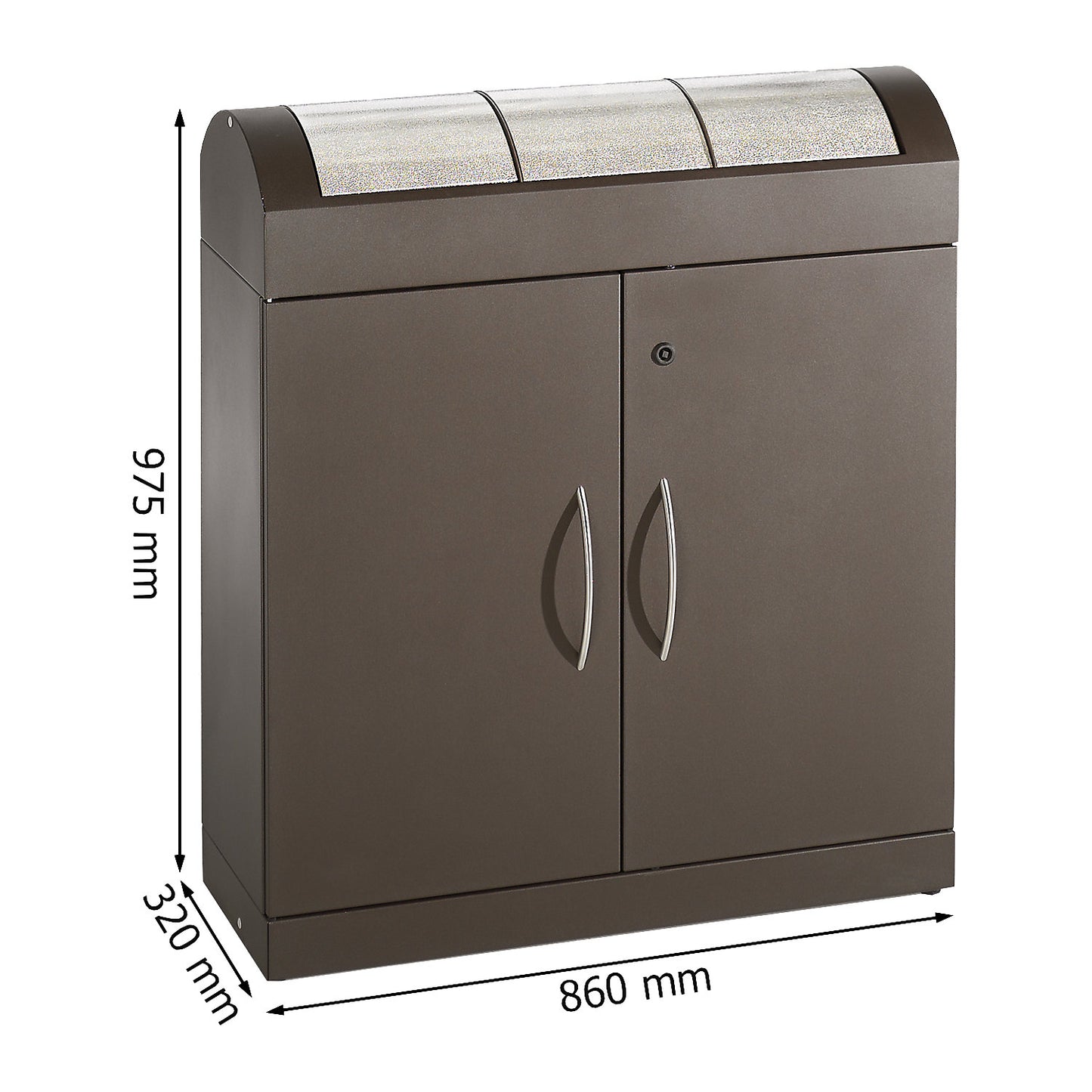 Aspect plus recyclable waste collector, with stainless steel hinged lids, 3 x 45 l, HxWxD 975 x 860 x 320 mm.