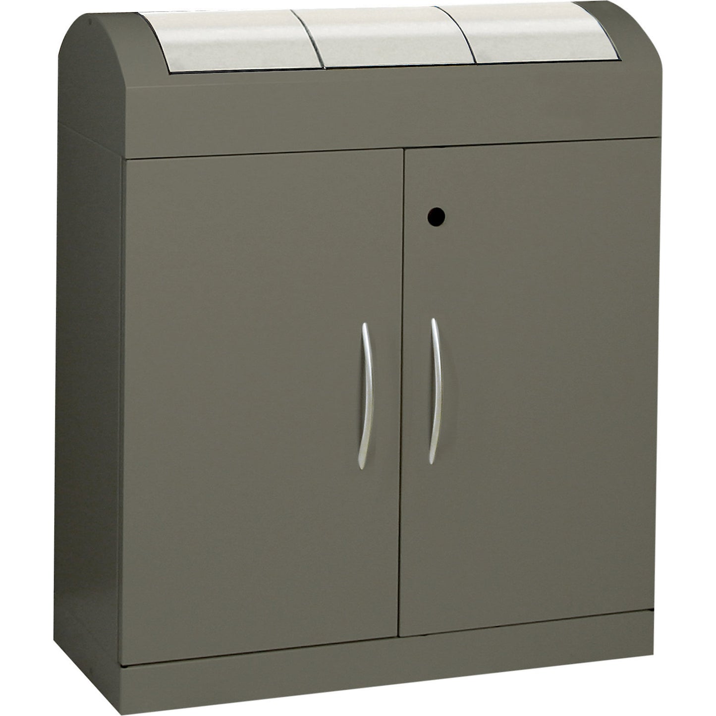 Aspect plus recyclable waste collector, with stainless steel hinged lids, 3 x 45 l, HxWxD 975 x 860 x 320 mm.