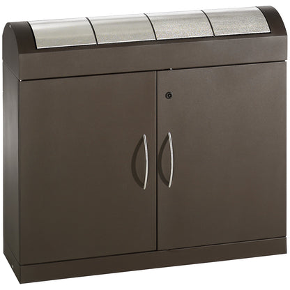 Aspect plus recyclable waste collector, with stainless steel hinged lids, 4 x 45 l, HxWxD 975 x 1100 x 320 mm.