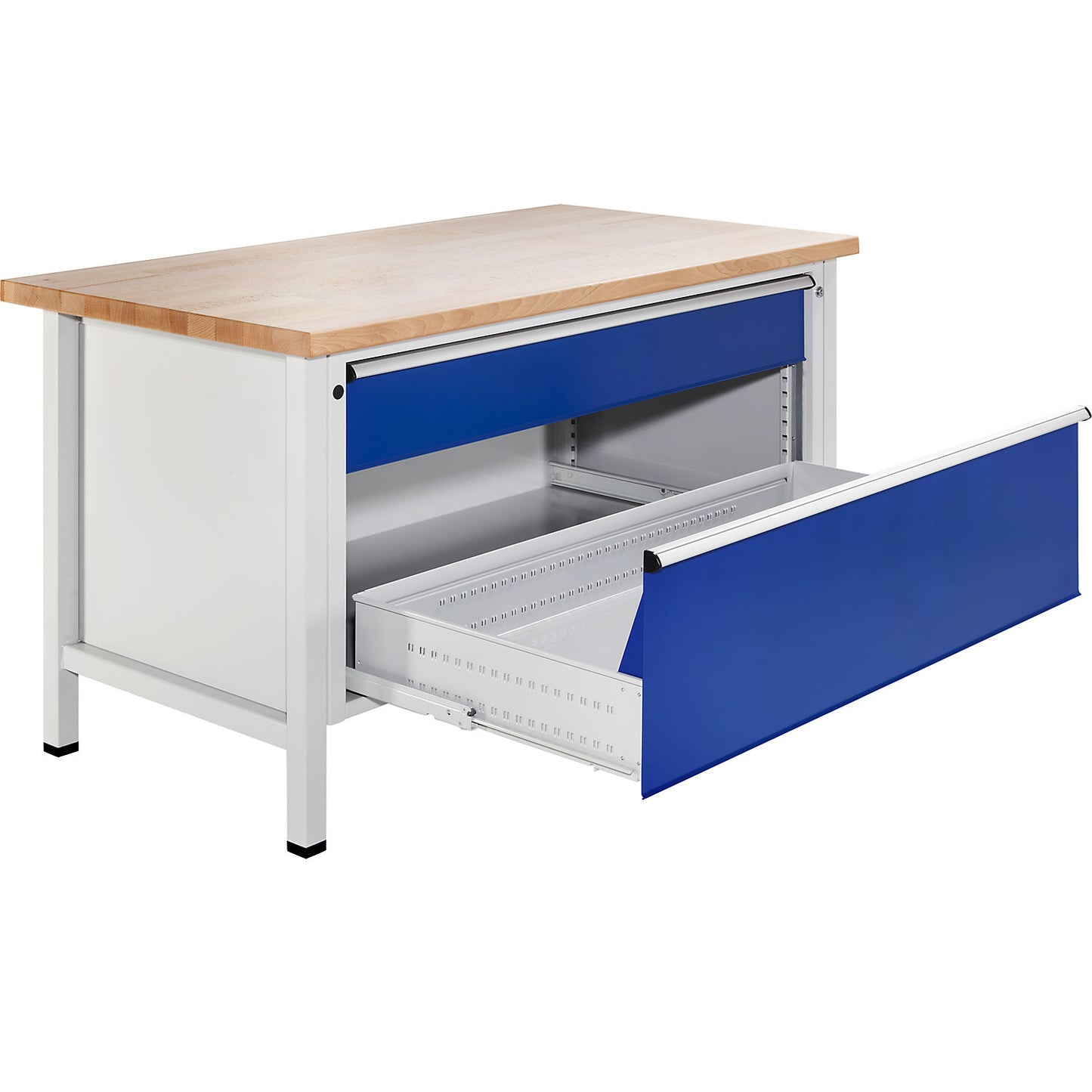 Workbench, Series V frame construction, 2 XXL drawers, universal worktop, full extension.