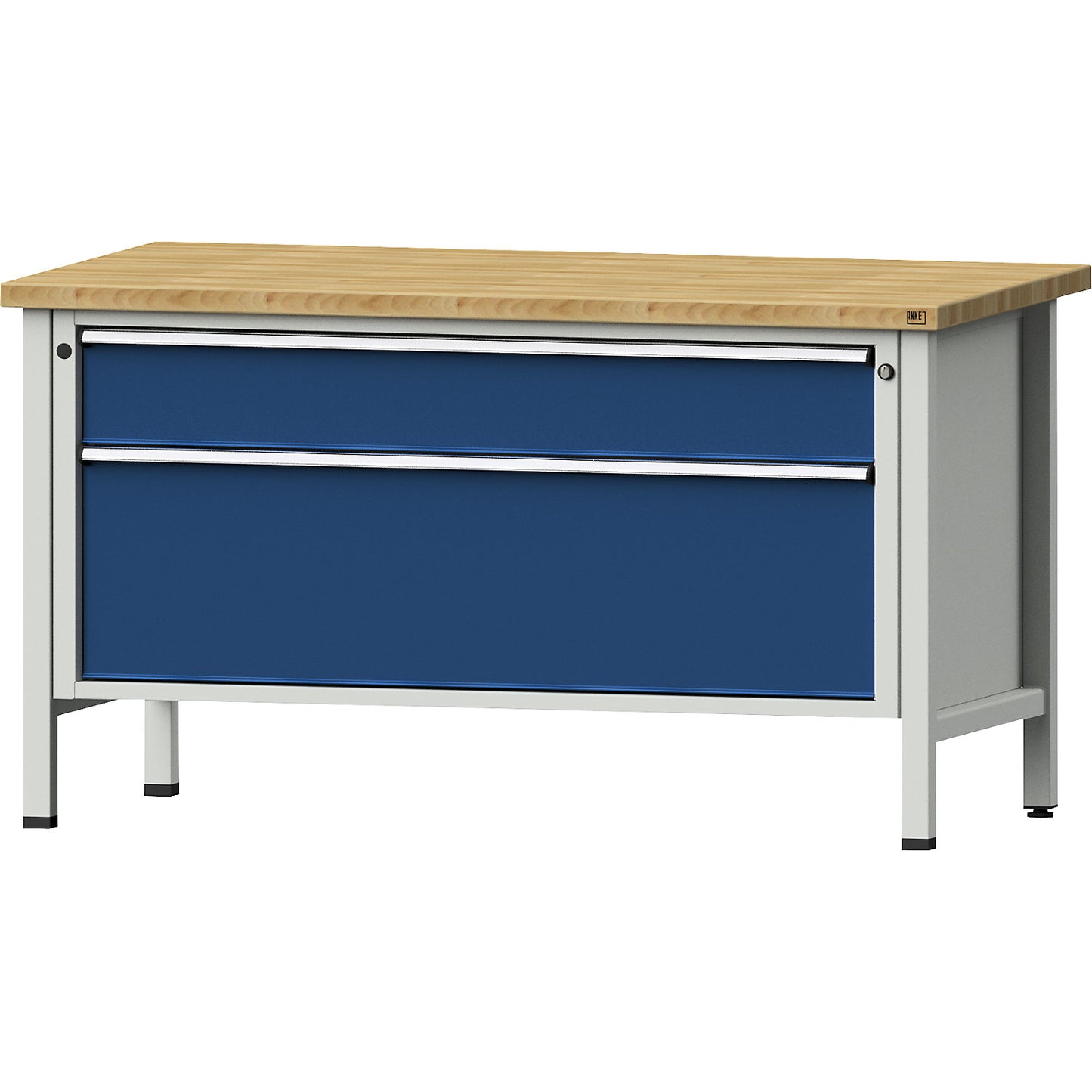 Workbench, Series V frame construction, 2 XXL drawers, solid beech, full extension.