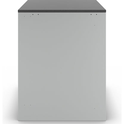 Drawer cupboard with telescopic guides, height 820 mm, drawers: 4 x 60, 4 x 120 mm, light grey / gentian blue, width 770 mm.