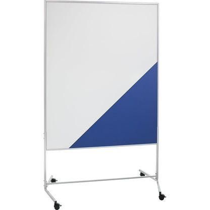 Mobile pinboard, fabric covering/whiteboard, WxH 1200 x 1500 mm, blue.