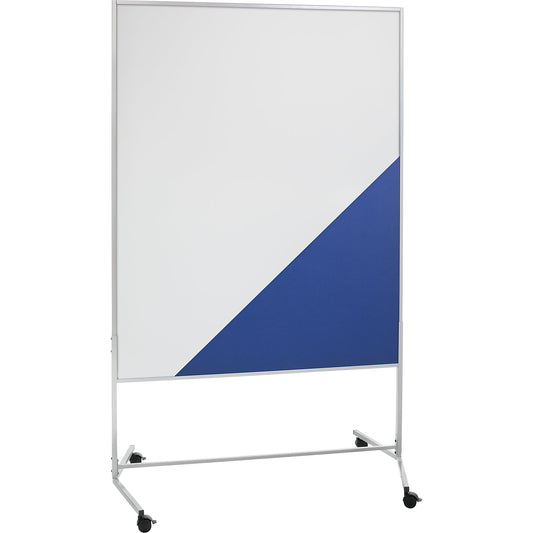 Mobile pinboard, fabric covering/whiteboard, WxH 1200 x 1500 mm, blue.