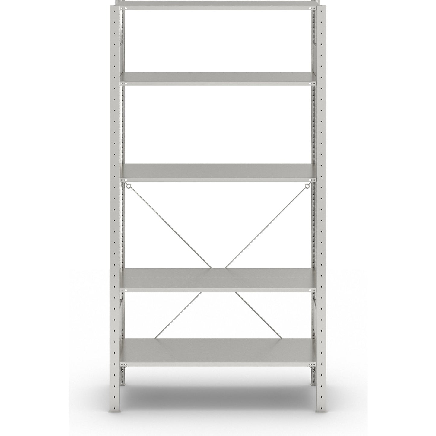 Boltless shelving unit, single row, shelf WxD 1000 x 400 mm, zinc plated, height 2000 mm, standard shelf unit.