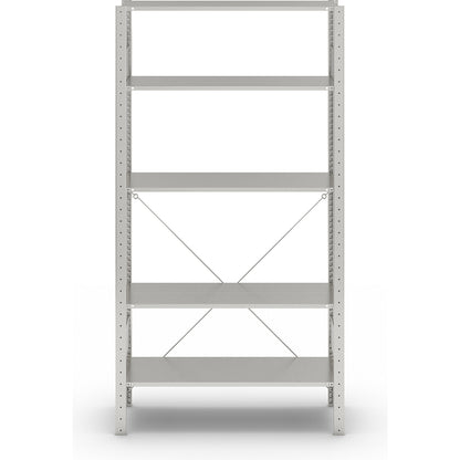 Boltless shelving unit, single row, shelf WxD 1000 x 400 mm, zinc plated, height 2000 mm, standard shelf unit.