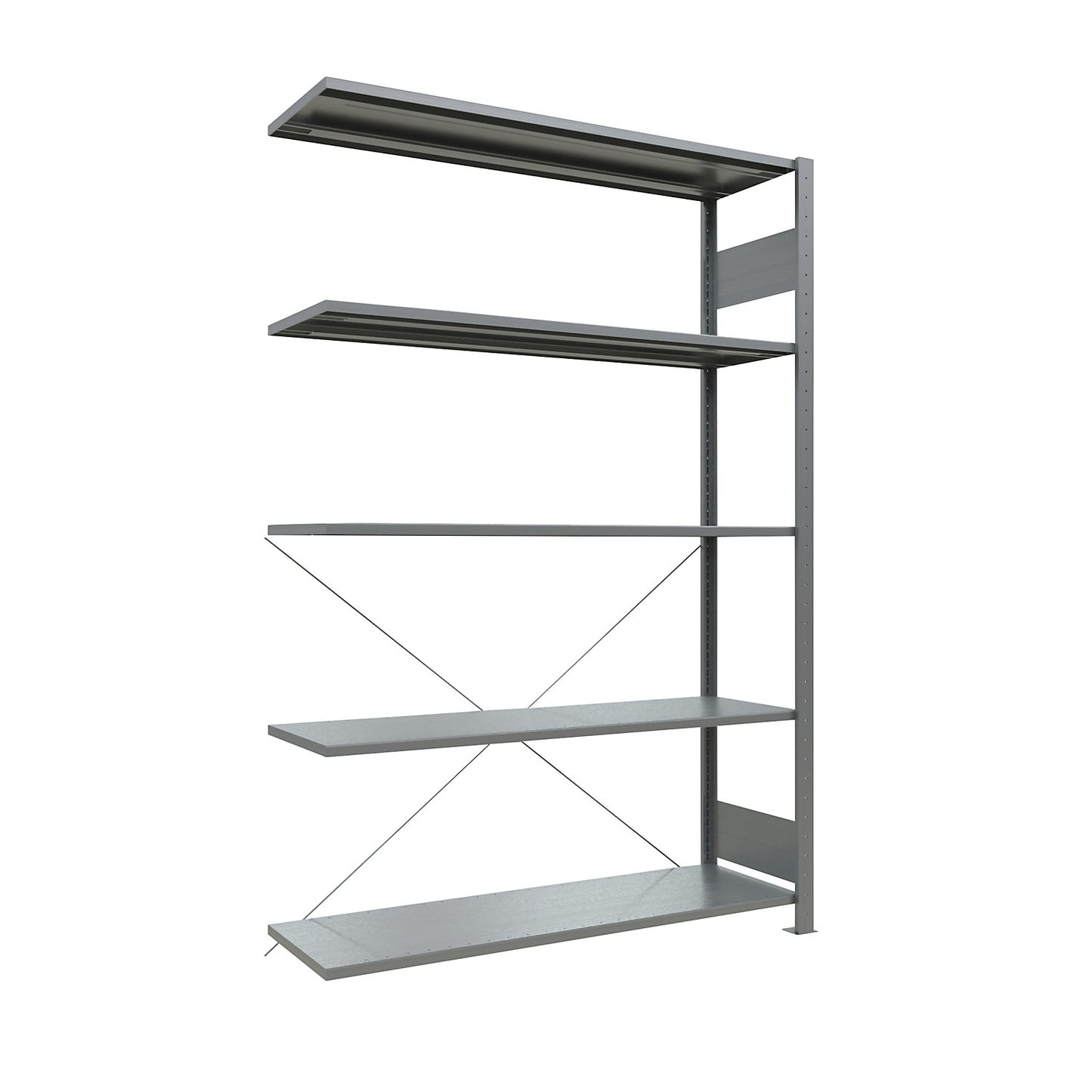 Boltless shelving unit, single row, shelf WxD 1300 x 400 mm, zinc plated, height 2000 mm, extension shelf unit.