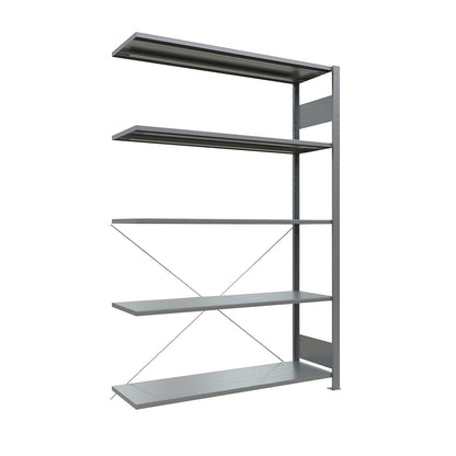 Boltless shelving unit, single row, shelf WxD 1300 x 400 mm, zinc plated, height 2000 mm, extension shelf unit.
