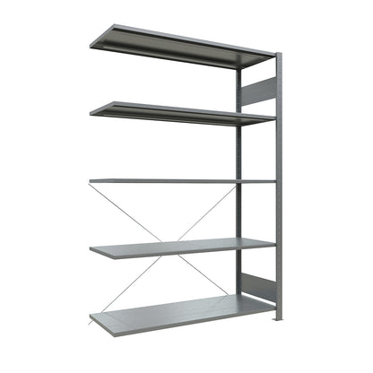 Boltless shelving unit, single row, shelf WxD 1300 x 500 mm, zinc plated, height 2000 mm, extension shelf unit.