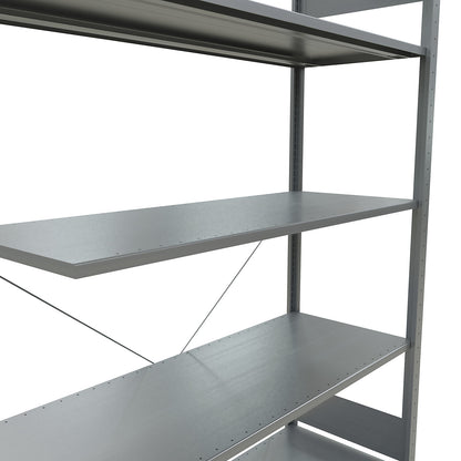 Boltless shelving unit, single row, shelf WxD 1300 x 500 mm, zinc plated, height 2000 mm, extension shelf unit.