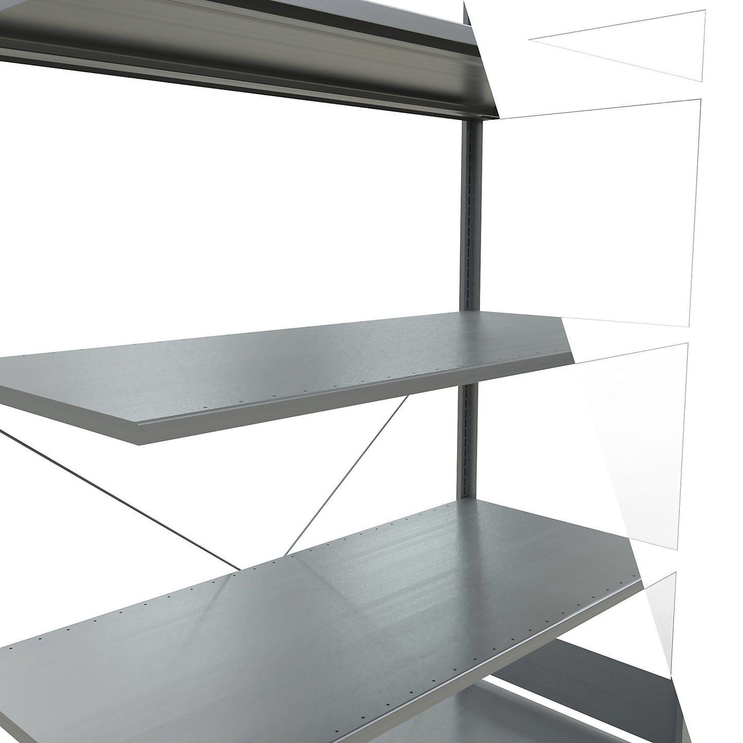 Boltless shelving unit, single row, shelf WxD 1300 x 600 mm, zinc plated, height 2000 mm, extension shelf unit.