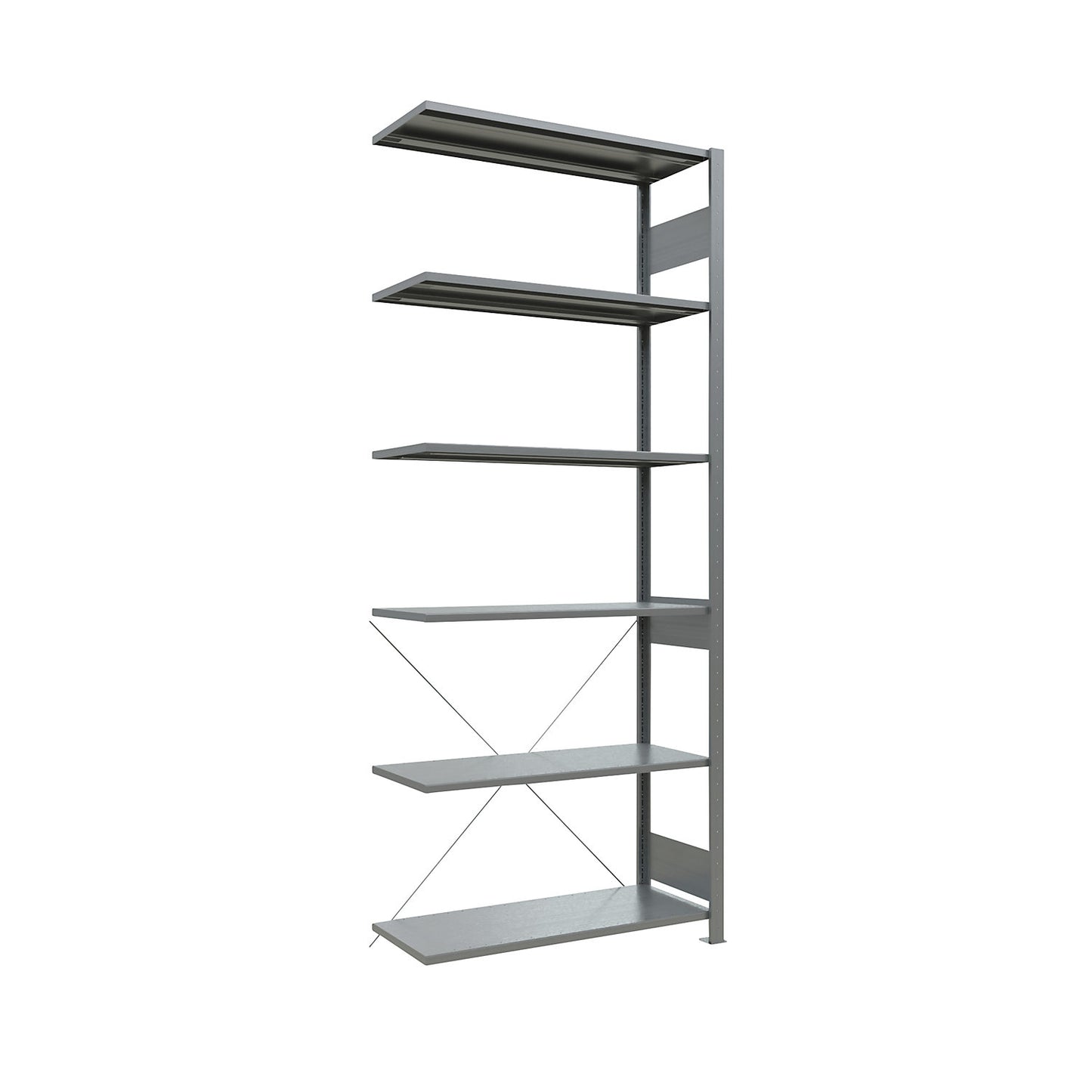 Boltless shelving unit, single row, shelf WxD 1000 x 400 mm, zinc plated, height 2500 mm, extension shelf unit.