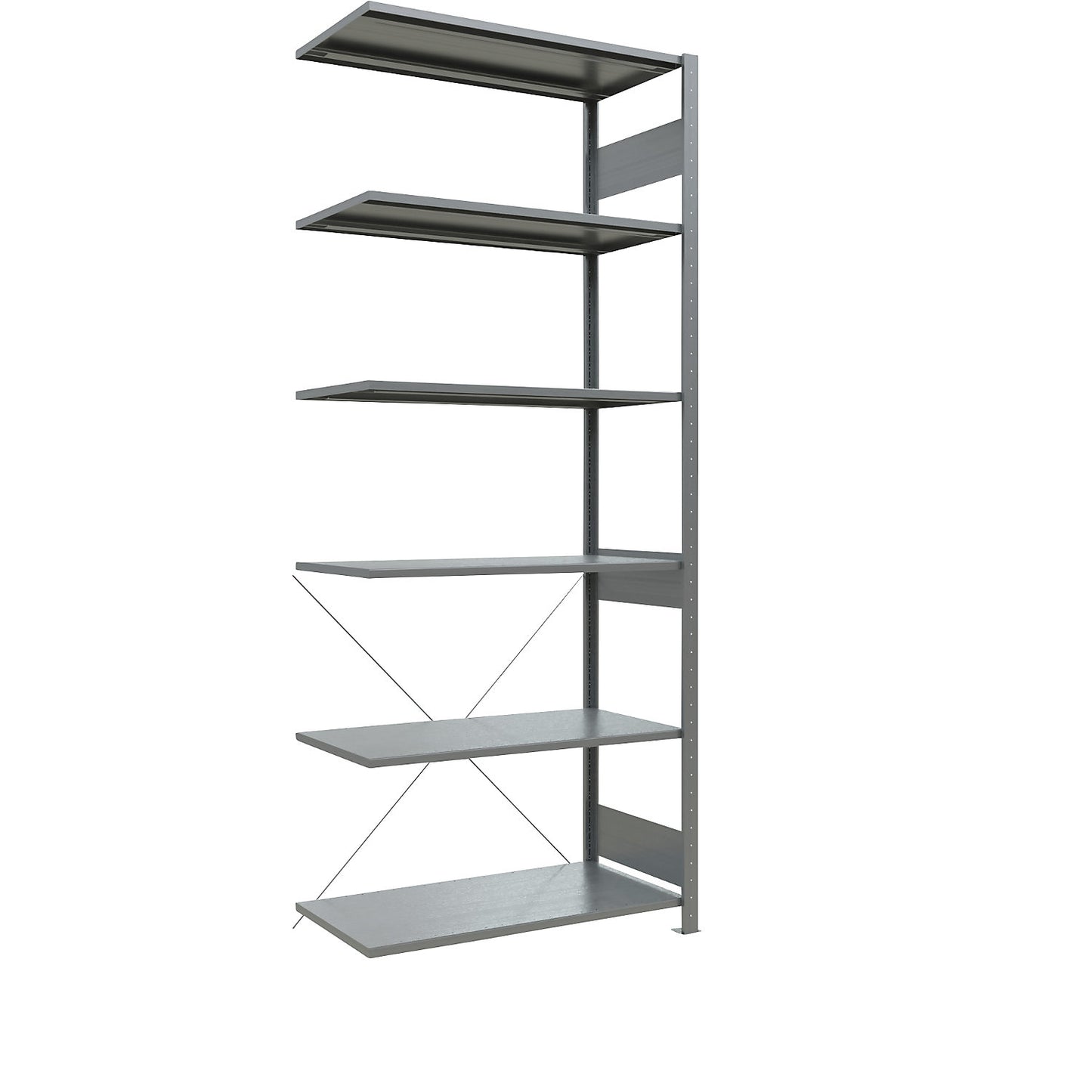 Boltless shelving unit, single row, shelf WxD 1000 x 500 mm, zinc plated, height 2500 mm, extension shelf unit.