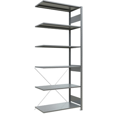 Boltless shelving unit, single row, shelf WxD 1000 x 500 mm, zinc plated, height 2500 mm, extension shelf unit.