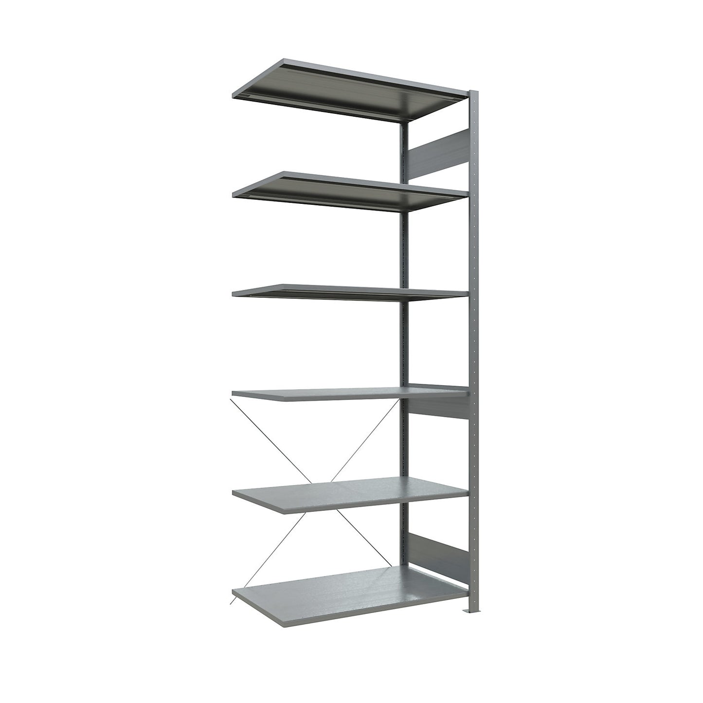 Boltless shelving unit, single row, shelf WxD 1000 x 600 mm, zinc plated, height 2500 mm, extension shelf unit.