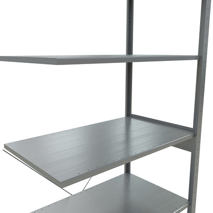 Boltless shelving unit, single row, shelf WxD 1000 x 600 mm, zinc plated, height 2500 mm, extension shelf unit.