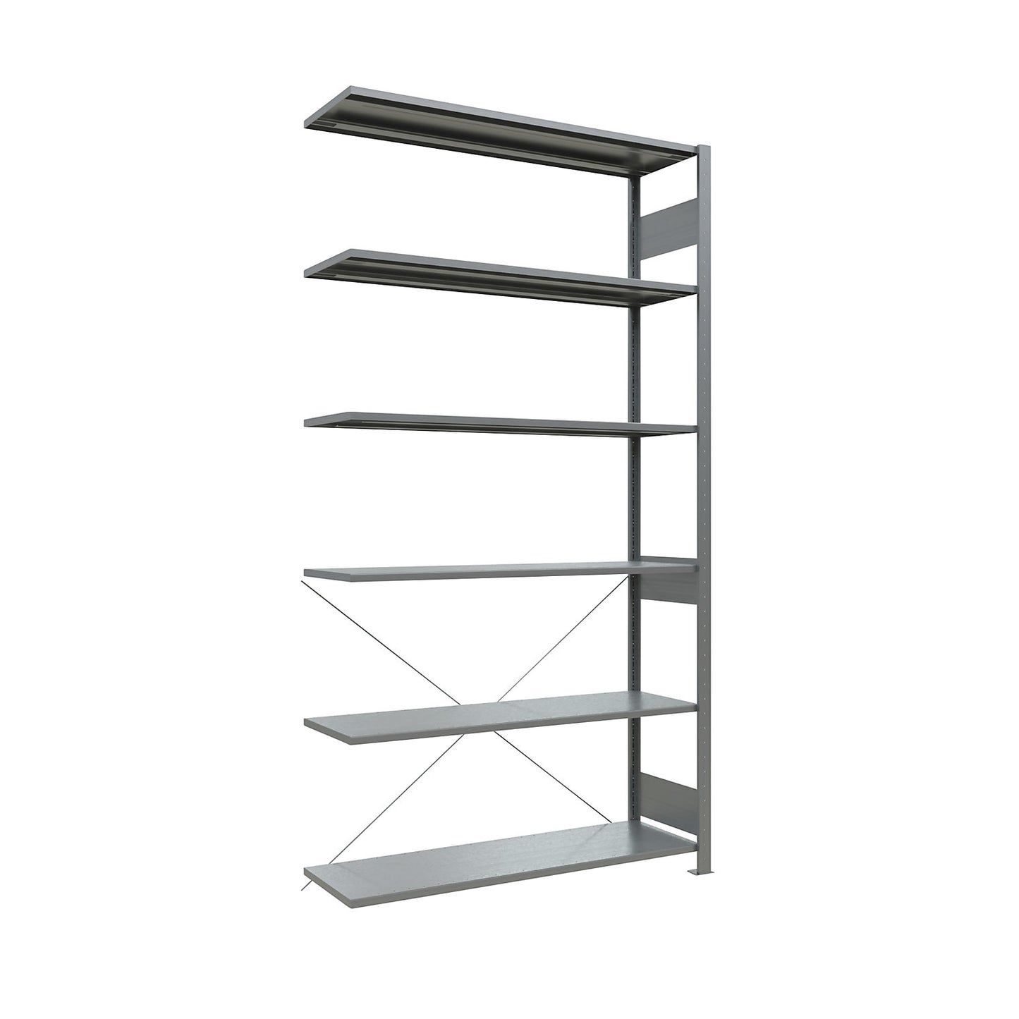 Boltless shelving unit, single row, shelf WxD 1300 x 400 mm, zinc plated, height 2500 mm, extension shelf unit.