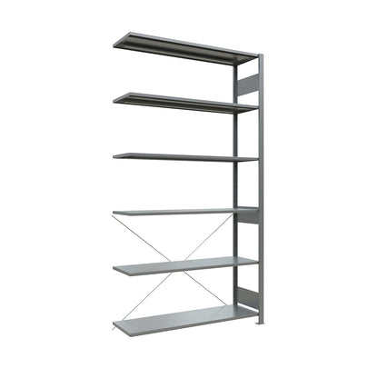 Boltless shelving unit, single row, shelf WxD 1300 x 400 mm, zinc plated, height 2500 mm, extension shelf unit.