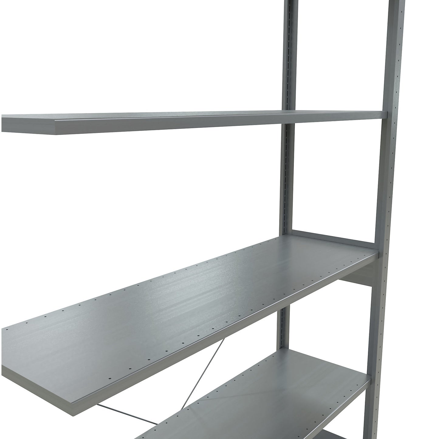 Boltless shelving unit, single row, shelf WxD 1300 x 400 mm, zinc plated, height 2500 mm, extension shelf unit.