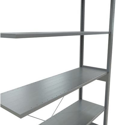Boltless shelving unit, single row, shelf WxD 1300 x 400 mm, zinc plated, height 2500 mm, extension shelf unit.
