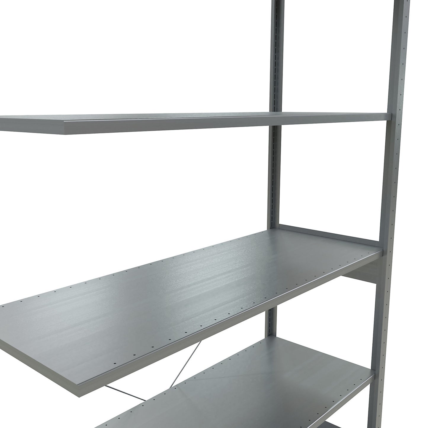 Boltless shelving unit, single row, shelf WxD 1300 x 500 mm, zinc plated, height 2500 mm, extension shelf unit.