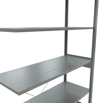 Boltless shelving unit, single row, shelf WxD 1300 x 500 mm, zinc plated, height 2500 mm, extension shelf unit.