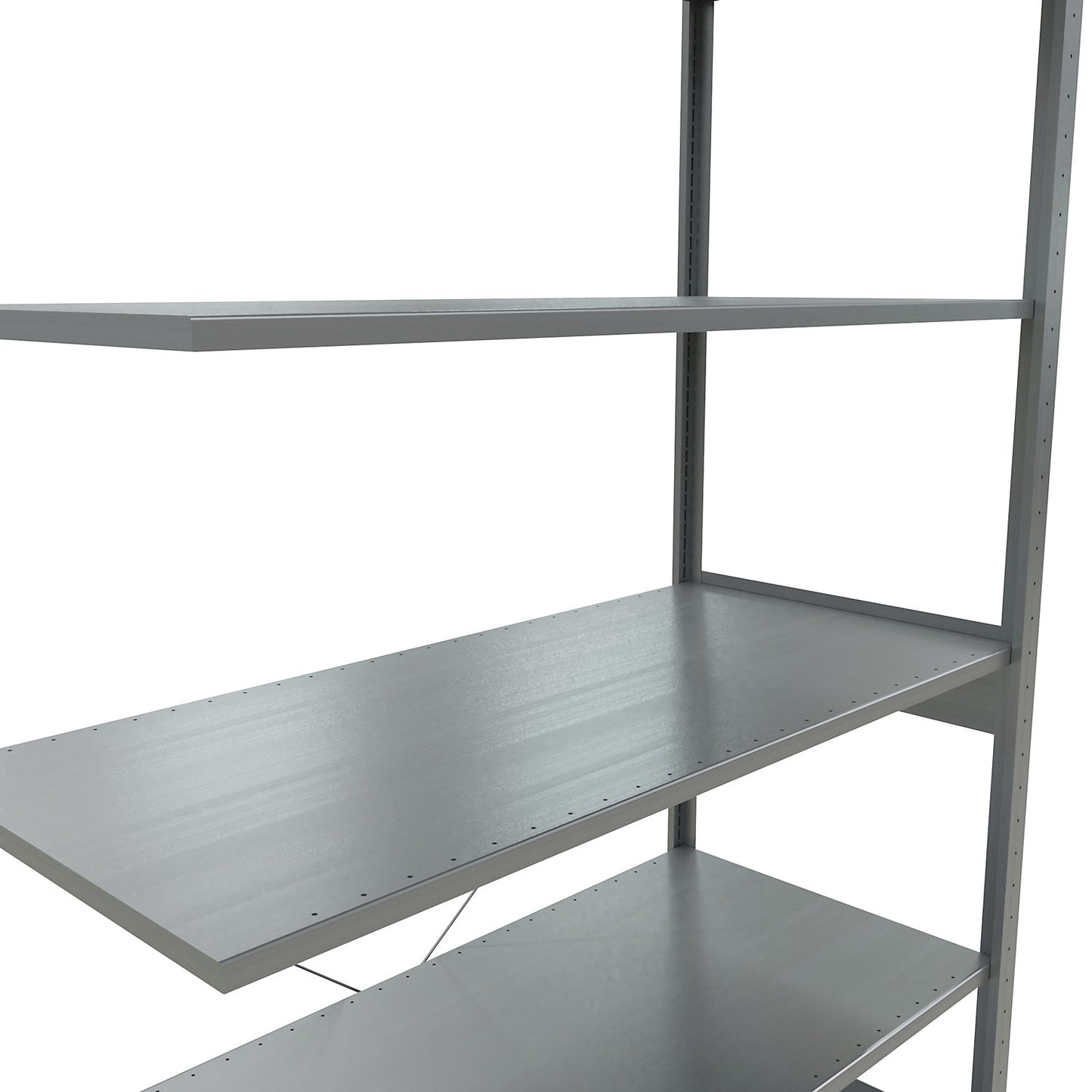 Boltless shelving unit, single row, shelf WxD 1300 x 600 mm, zinc plated, height 2500 mm, extension shelf unit.