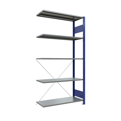 Boltless shelving unit, single row, shelf WxD 1000 x 400 mm, blue, height 2000 mm, extension shelf unit.
