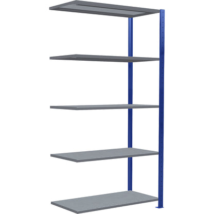 Boltless shelving unit, single row, shelf WxD 1000 x 500 mm, blue, height 2000 mm, extension shelf unit.